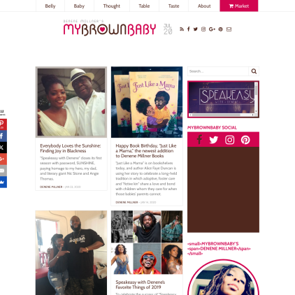 A detailed screenshot showcasing the homepage of mybrownbaby.com, highlighting its main features and design elements.