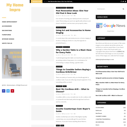 A detailed screenshot showcasing the homepage of myhomeimpro.com, highlighting its main features and design elements.