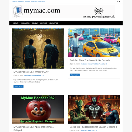 A detailed screenshot showcasing the homepage of mymac.com, highlighting its main features and design elements.