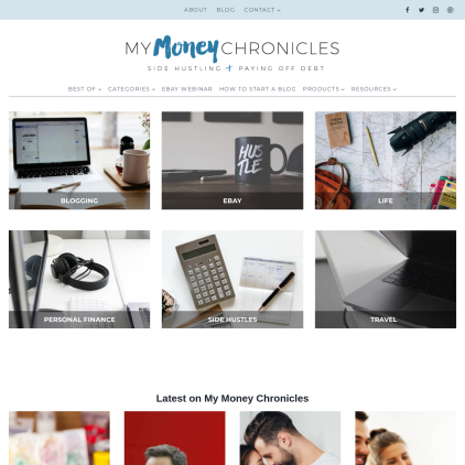 A detailed screenshot showcasing the homepage of mymoneychronicles.com, highlighting its main features and design elements.