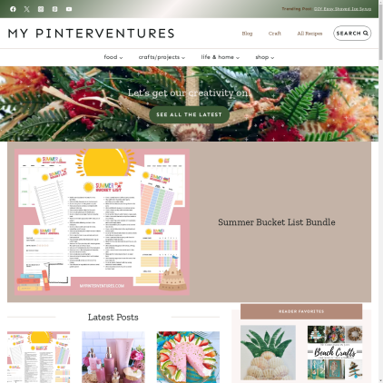 A detailed screenshot showcasing the homepage of mypinterventures.com, highlighting its main features and design elements.