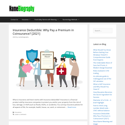 A detailed screenshot showcasing the homepage of namebiography.com, highlighting its main features and design elements.