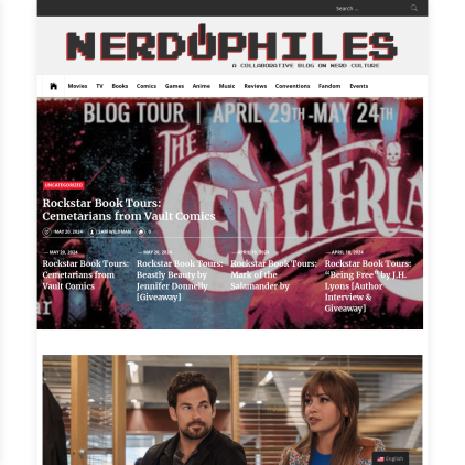 A detailed screenshot showcasing the homepage of nerdophiles.com, highlighting its main features and design elements.