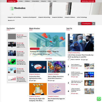 A detailed screenshot showcasing the homepage of nhenhenhem.com, highlighting its main features and design elements.