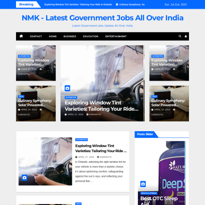 A detailed screenshot showcasing the homepage of nmkpro.in, highlighting its main features and design elements.