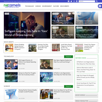 A detailed screenshot showcasing the homepage of nocamels.com, highlighting its main features and design elements.