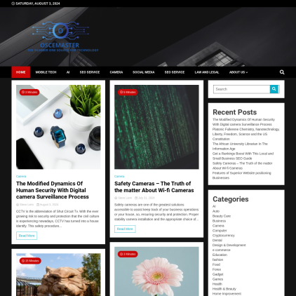 A detailed screenshot showcasing the homepage of oscemaster.com, highlighting its main features and design elements.