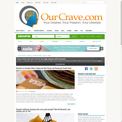 A detailed screenshot showcasing the homepage of ourcrave.com, highlighting its main features and design elements.