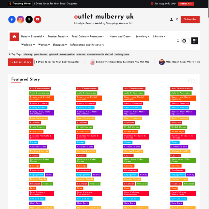 A detailed screenshot showcasing the homepage of outletmulberry.co.uk, highlighting its main features and design elements.