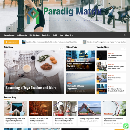 A detailed screenshot showcasing the homepage of paradigmatrix.net, highlighting its main features and design elements.