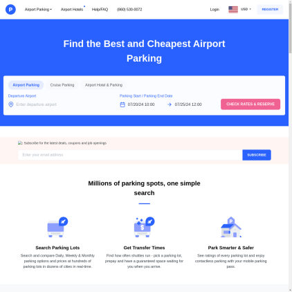 A detailed screenshot showcasing the homepage of parkingaccess.com, highlighting its main features and design elements.