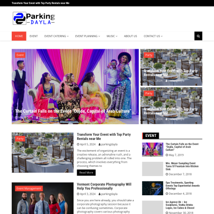 A detailed screenshot showcasing the homepage of parkingdayla.com, highlighting its main features and design elements.