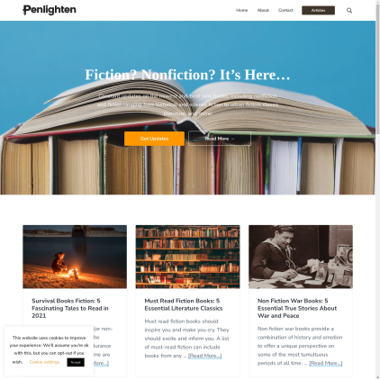 A detailed screenshot showcasing the homepage of penlighten.com, highlighting its main features and design elements.