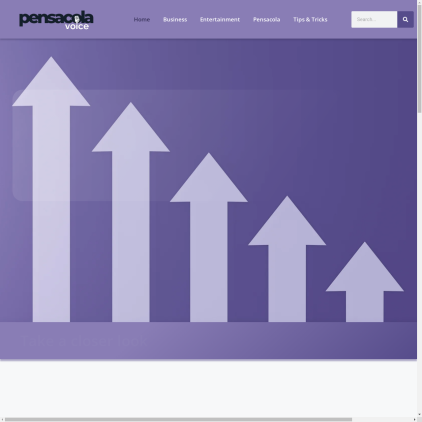 A detailed screenshot showcasing the homepage of pensacolavoice.com, highlighting its main features and design elements.