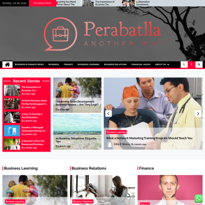 A detailed screenshot showcasing the homepage of perabatlla.com, highlighting its main features and design elements.