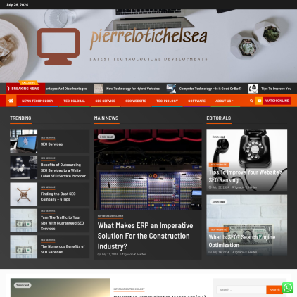 A detailed screenshot showcasing the homepage of pierrelotichelsea.com, highlighting its main features and design elements.