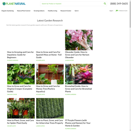 A detailed screenshot showcasing the homepage of planetnatural.com, highlighting its main features and design elements.