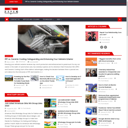 A detailed screenshot showcasing the homepage of pmlforum.com, highlighting its main features and design elements.