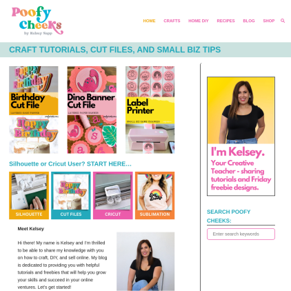 A detailed screenshot showcasing the homepage of poofycheeks.com, highlighting its main features and design elements.