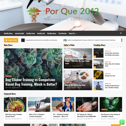 A detailed screenshot showcasing the homepage of porque2012.com, highlighting its main features and design elements.