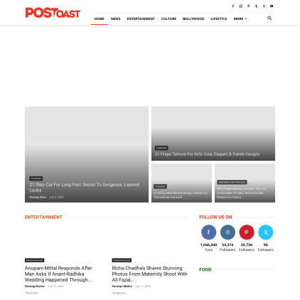 A detailed screenshot showcasing the homepage of postoast.com, highlighting its main features and design elements.