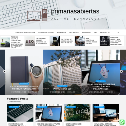 A detailed screenshot showcasing the homepage of primariasabiertas.com, highlighting its main features and design elements.