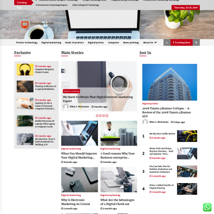 A detailed screenshot showcasing the homepage of printingobjects.com, highlighting its main features and design elements.