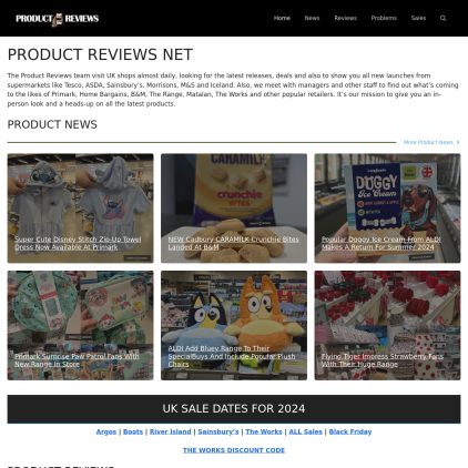 A detailed screenshot showcasing the homepage of product-reviews.net, highlighting its main features and design elements.