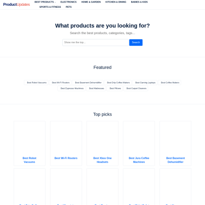 A detailed screenshot showcasing the homepage of productupdates.org, highlighting its main features and design elements.