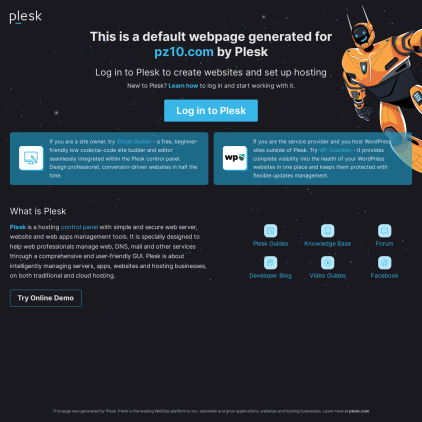A detailed screenshot showcasing the homepage of pz10.com, highlighting its main features and design elements.
