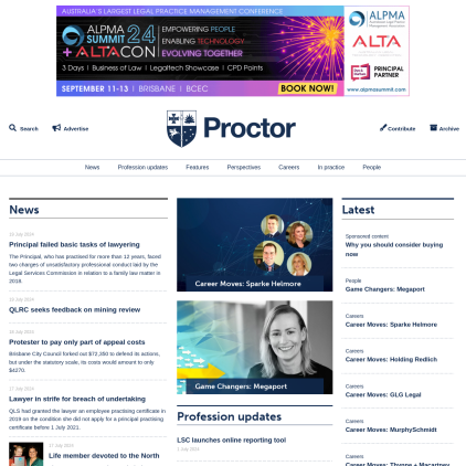 A detailed screenshot showcasing the homepage of qlsproctor.com.au, highlighting its main features and design elements.