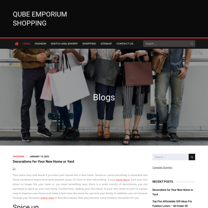 A detailed screenshot showcasing the homepage of qubeemporium.com, highlighting its main features and design elements.