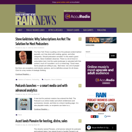 A detailed screenshot showcasing the homepage of rainnews.com, highlighting its main features and design elements.