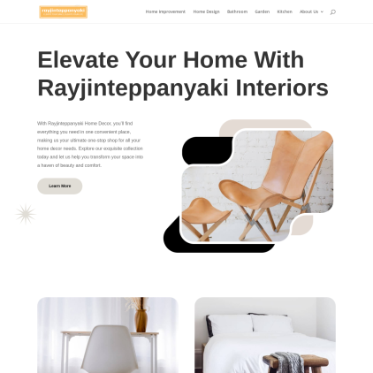 A detailed screenshot showcasing the homepage of rayjinteppanyaki.com, highlighting its main features and design elements.