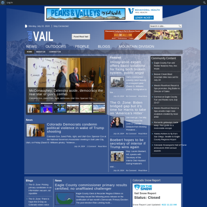 A detailed screenshot showcasing the homepage of realvail.com, highlighting its main features and design elements.