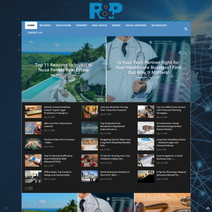 A detailed screenshot showcasing the homepage of revenuesandprofits.com, highlighting its main features and design elements.