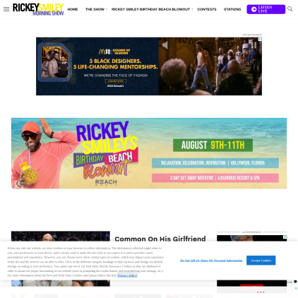 A detailed screenshot showcasing the homepage of rickeysmileymorningshow.com, highlighting its main features and design elements.