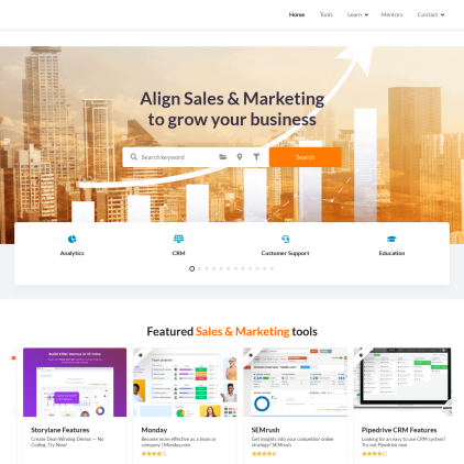 A detailed screenshot showcasing the homepage of saleslovesmarketing.co, highlighting its main features and design elements.