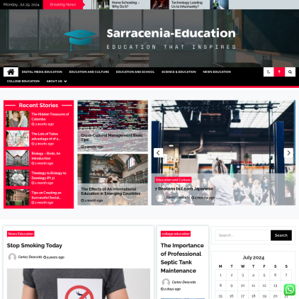 A detailed screenshot showcasing the homepage of sarraceniapurpurea.org, highlighting its main features and design elements.