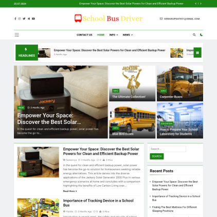 A detailed screenshot showcasing the homepage of schoolbusdriver.org, highlighting its main features and design elements.