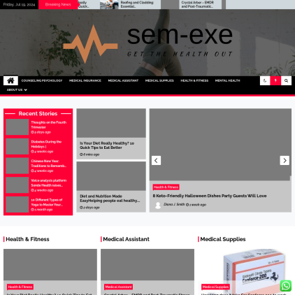 A detailed screenshot showcasing the homepage of sem-exe.com, highlighting its main features and design elements.