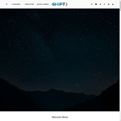 A detailed screenshot showcasing the homepage of shift.is, highlighting its main features and design elements.