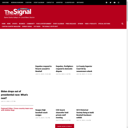 A detailed screenshot showcasing the homepage of signalscv.com, highlighting its main features and design elements.