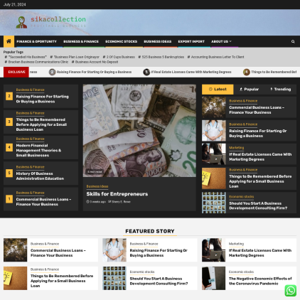 A detailed screenshot showcasing the homepage of sikacollection.com, highlighting its main features and design elements.