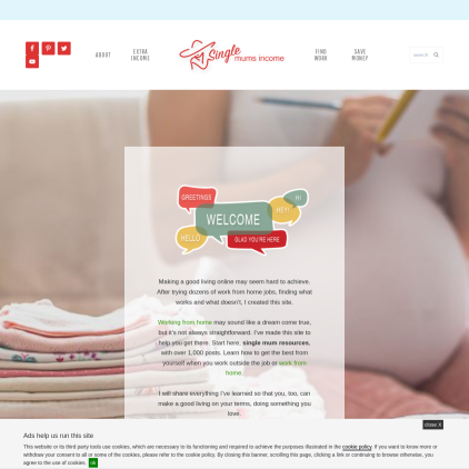 A detailed screenshot showcasing the homepage of singlemomsincome.com, highlighting its main features and design elements.