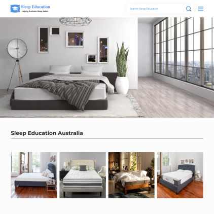 A detailed screenshot showcasing the homepage of sleepeducation.net.au, highlighting its main features and design elements.