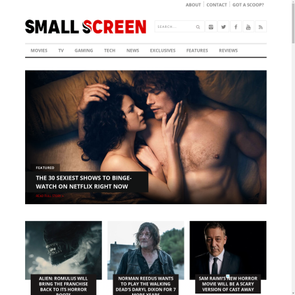 A detailed screenshot showcasing the homepage of small-screen.co.uk, highlighting its main features and design elements.