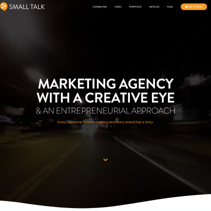 A detailed screenshot showcasing the homepage of smalltalkmedia.com, highlighting its main features and design elements.