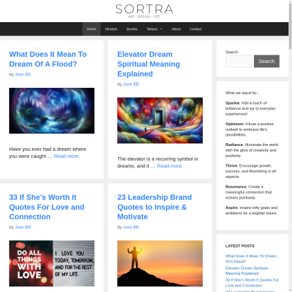 A detailed screenshot showcasing the homepage of sortra.com, highlighting its main features and design elements.