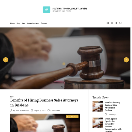 A detailed screenshot showcasing the homepage of southwestfloridainjurylawyers.com, highlighting its main features and design elements.